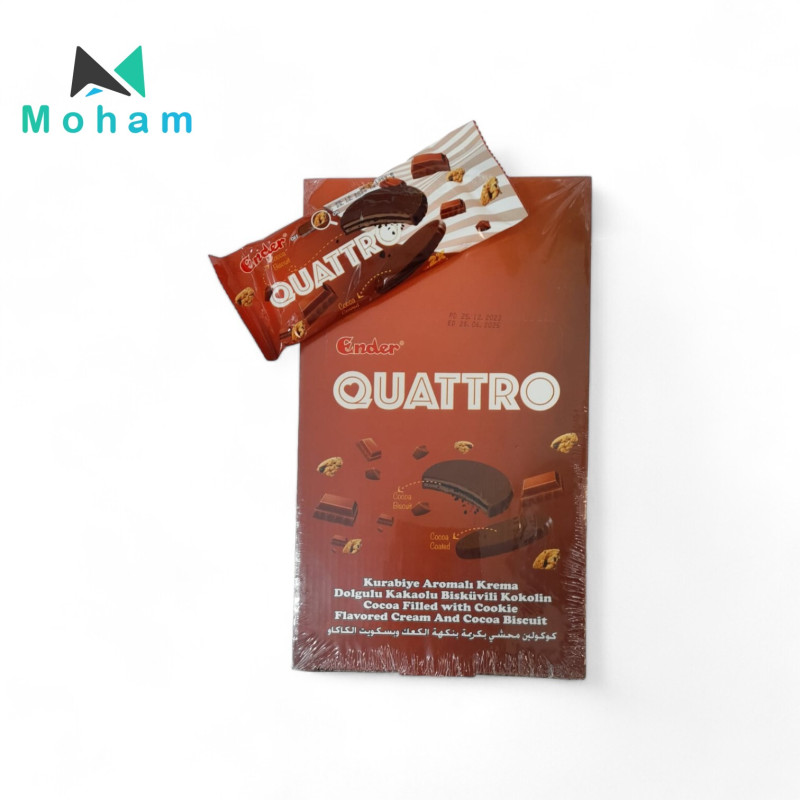 Quattro Cocoa Filled Biscuit with Cookie Flavored Cream 24 pcs.42 grams