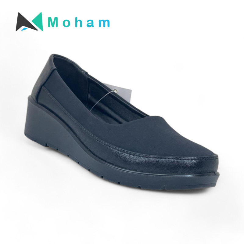 Women's Navy Black Wedge Heel Shoe