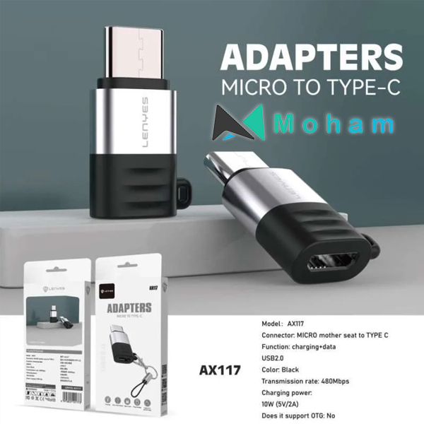 OTG Adapters Lenyes AX-117 Micro To Type C Charging + Data USB 2.0