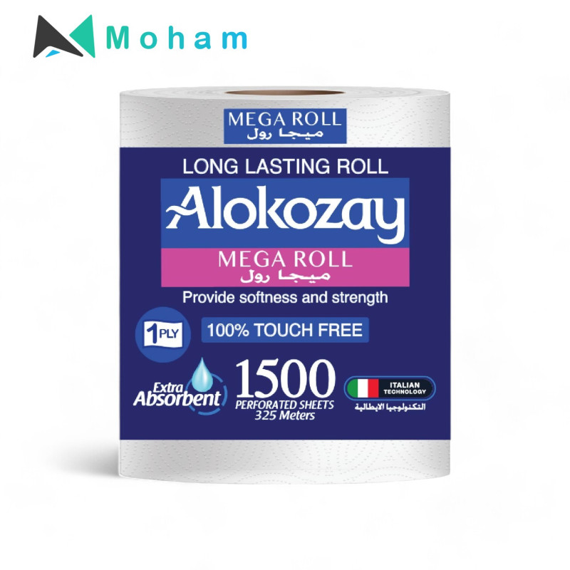 Alokozay Maxi Tissue - 1 Roll x 1 Ply x 1500 Sheets x6