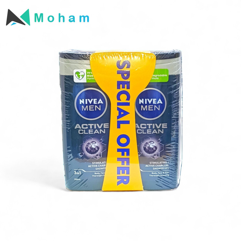 NIVEA SHOWER GEL (M) ACTIVE CLEAN 250ML 2PC OFFER