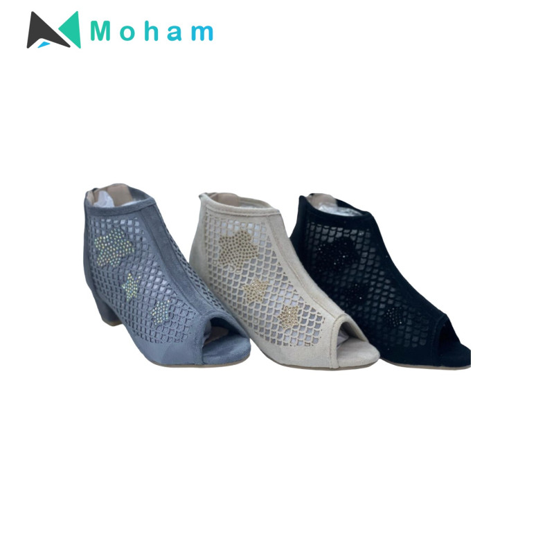 Trendy Girl's Peep Toe Mesh Booties with Star Design