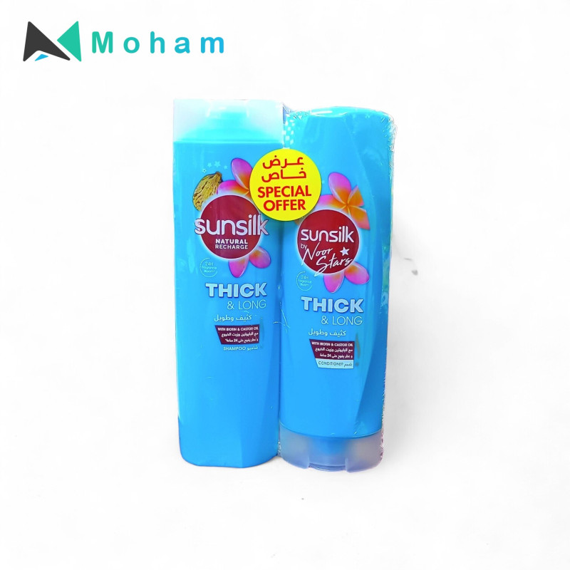 SUNSILK THICK AND LONG SHAMPOO+CONDITIONER 400ML+320ML