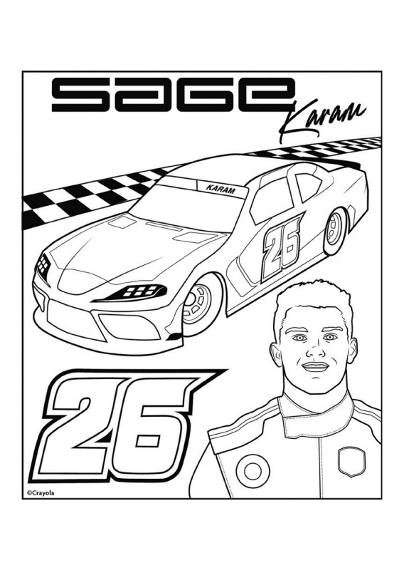 Sage Karam Racing Champion Coloring Page