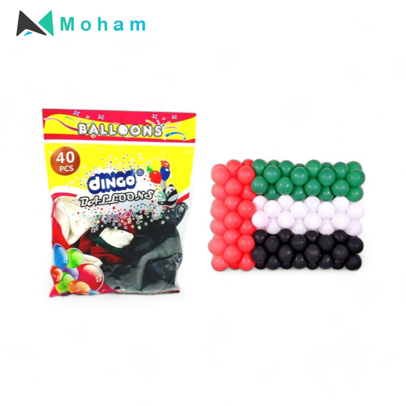 Dingo Balloons - 40 Pcs UAE Flag Colored Balloons