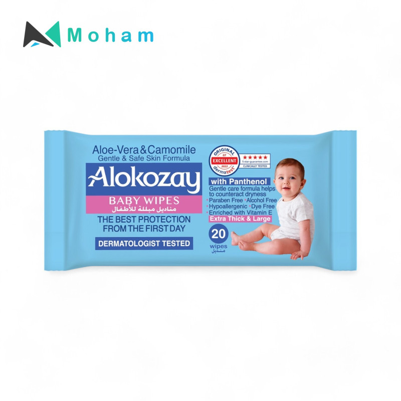 Alokozay Baby Wipes - Aloe Vera & Camomile - 20 Sheets