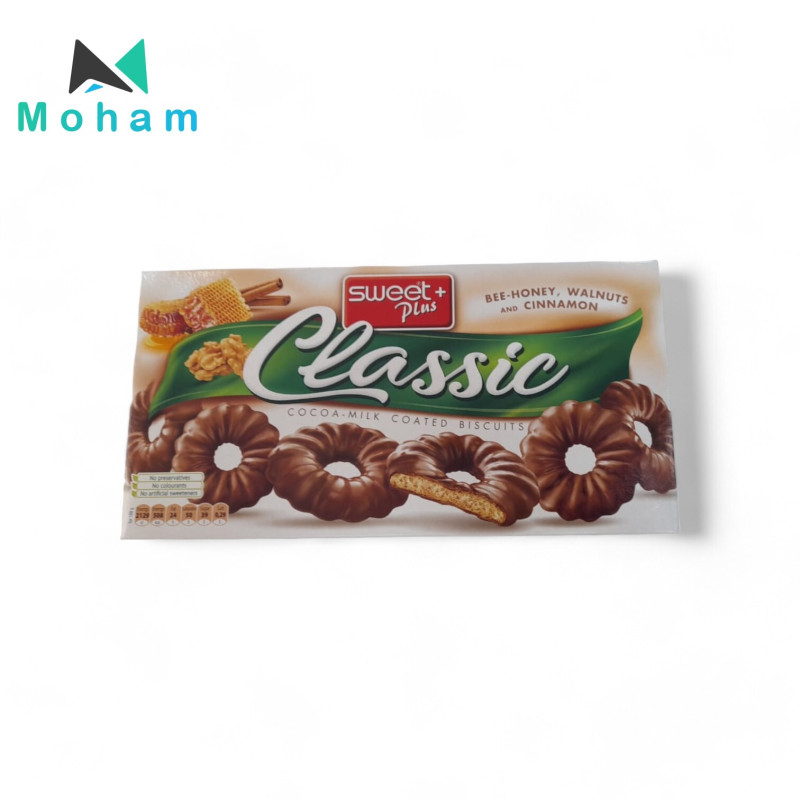 Sweet+ Classic Cocoa-Milk Coated Biscuits with Bee-Honey 24 pcs. 170 grams