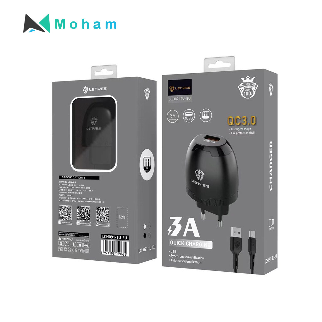 CHARGER LCH091 - EU Type-C cable , Mirco , Iphone
