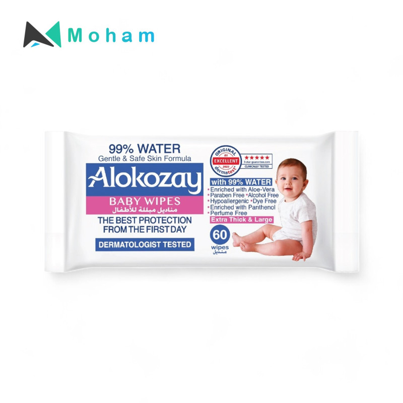 Alokozay 99% Water Wipes - 60 Sheets