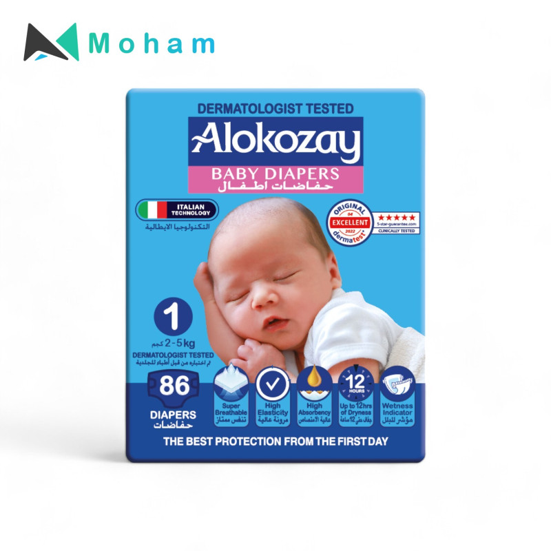 Alokozay Premium Baby Diapers - SIZE 1 – 86 pcs