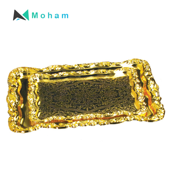 Gold Nesting Trays with Embossed Design and Ruffled Edges - GER1821