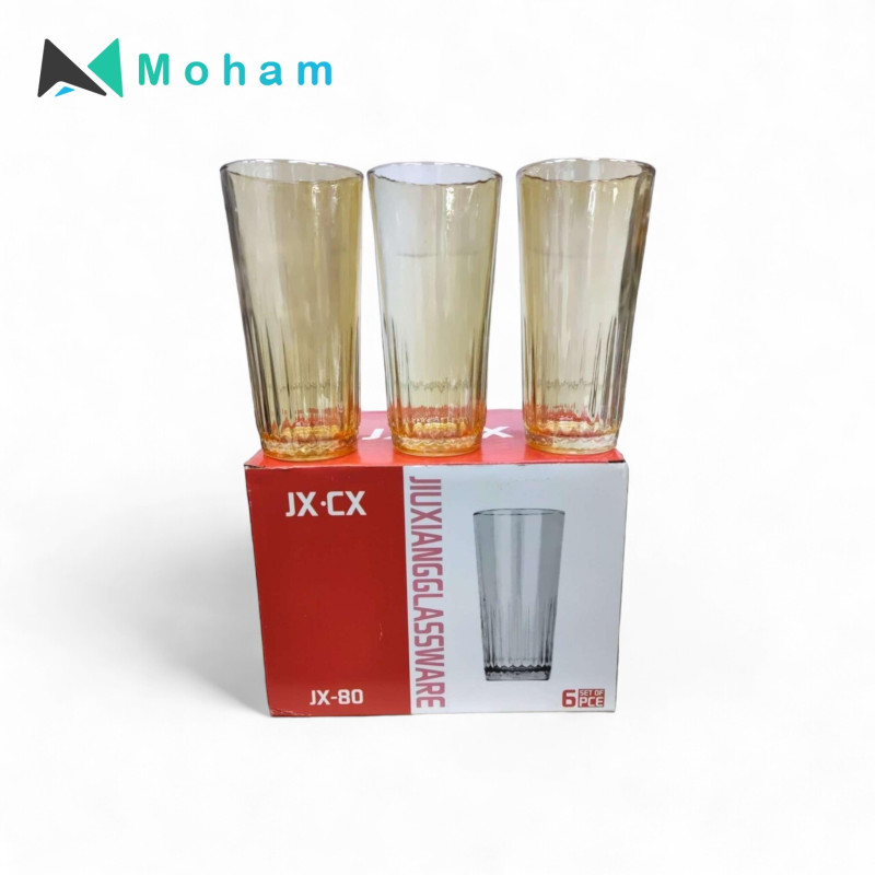 GOLD GLASS CUP 14X6.8CM-6PC