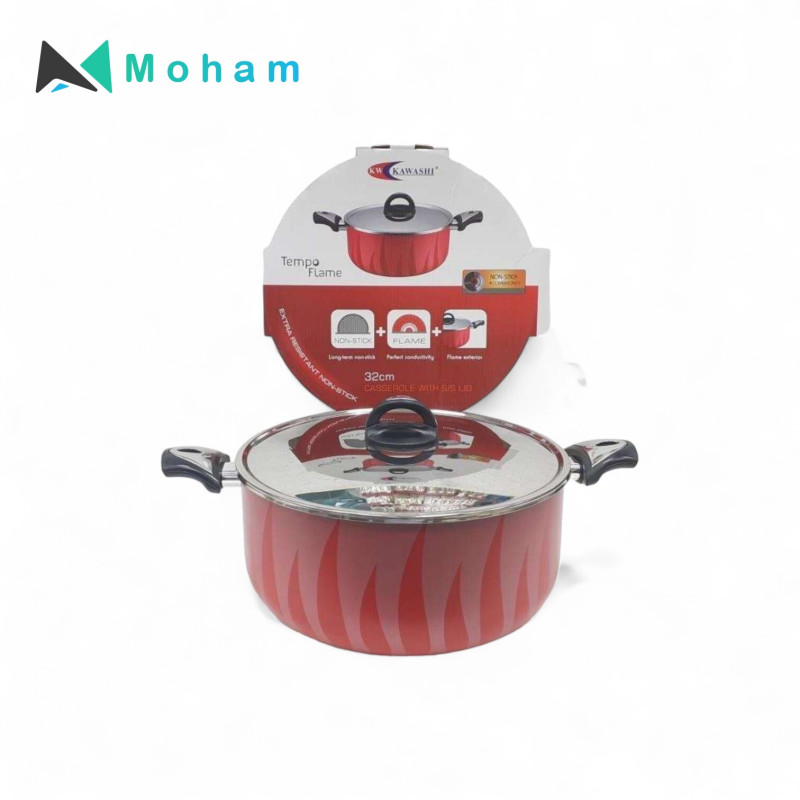 FLAME CASSEROLE WITH STAINLESS STEEL  LID