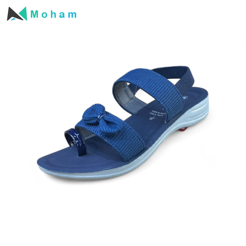 Odyssia Women's Blue Casual Sandals with Bow Detail