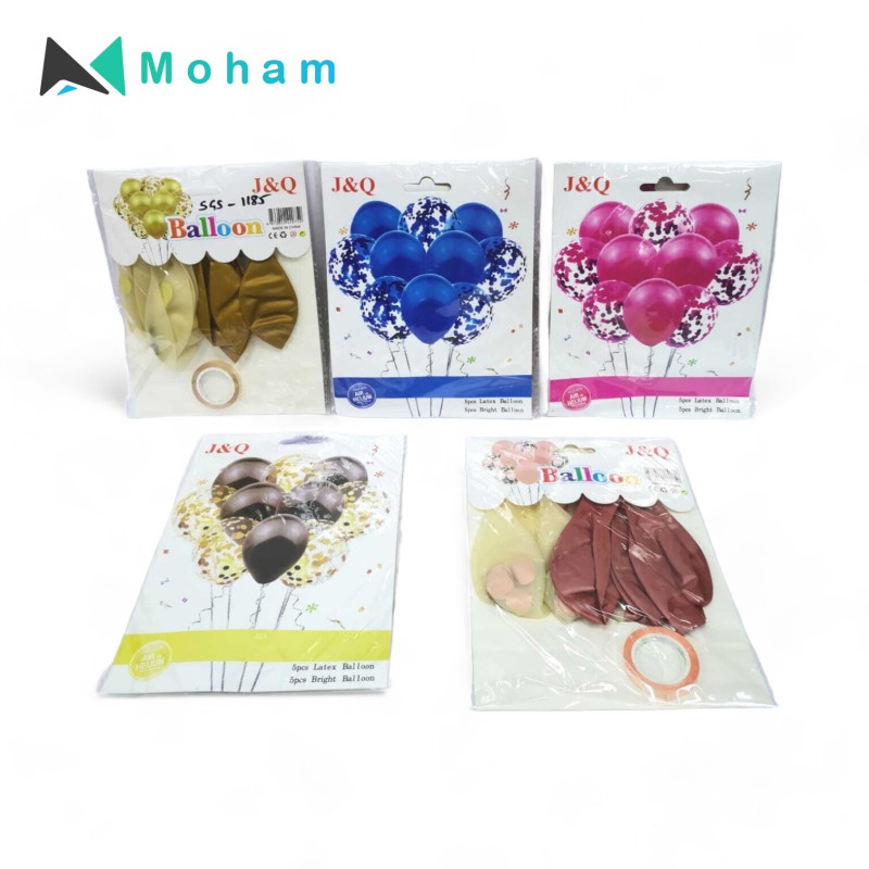 J&Q Balloon Sets - 5pcs Latex & 5pcs Bright Balloons