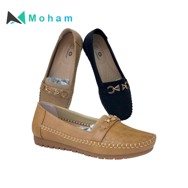 Ferrini Women's Buckle Detail Moccasin Slip-On Shoes - Comfortable & Stylish Everyday Footwear