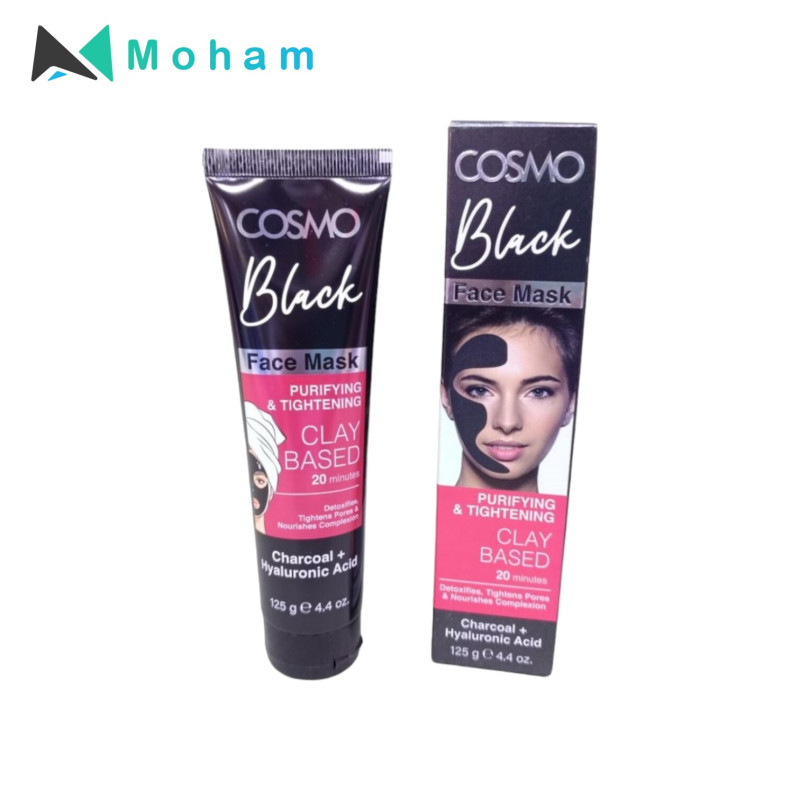 COSMO BLACK CHARCOAL FACE CLAY MASK1 125GM