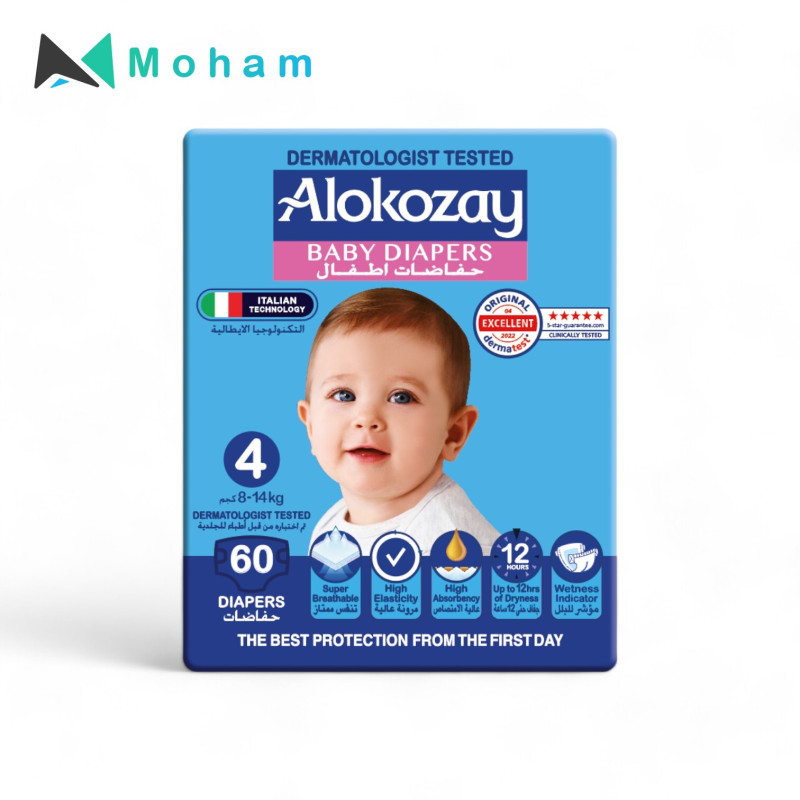 Alokozay Premium Baby Diapers - SIZE 4 - 60pcs
