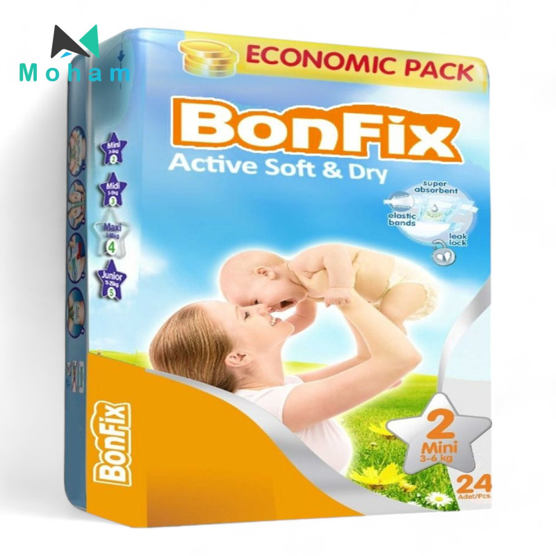 BONFIX BABY DIAPERS 2 MINI (3-6KG) 24PC/BG