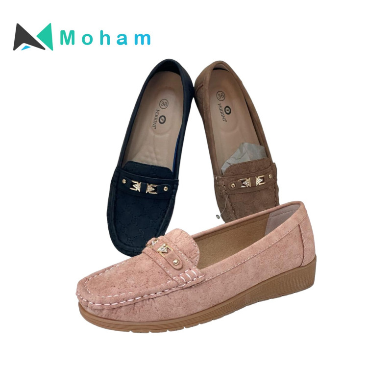 Ferrini Women's Buckle Detail Moccasin Slip-On Shoes - Comfortable & Stylish Everyday Footwear