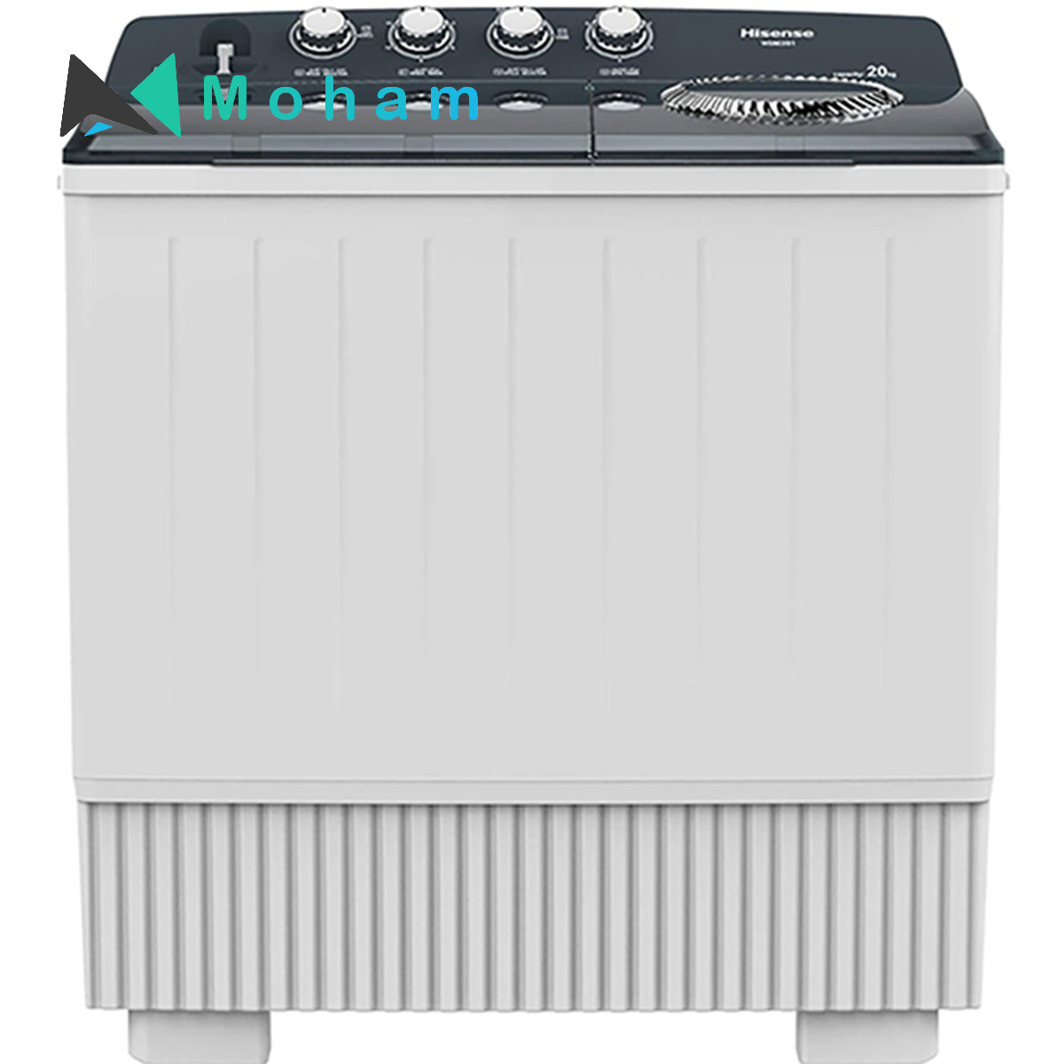 Hisense 20 Kg Twin Tub Semi Automatic Washing Machine White Blue Model WSBE203 With pump-1 Years Full Warranty.