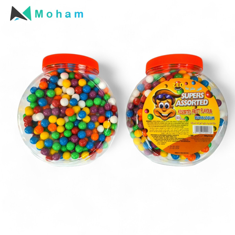 Zed Candy Supers Assorted Fruit Flavour Bubblegum 690pcs. 1kl