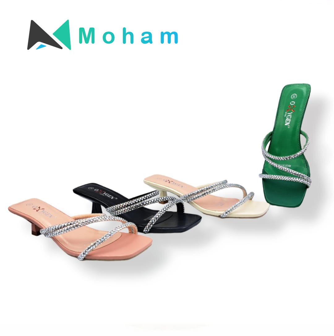 Oxygen Crystal-Embellished Kitten Heel Sandals