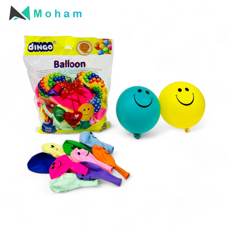 Dingo Balloons - Assorted Color Party Balloons with Smiley Face Designs