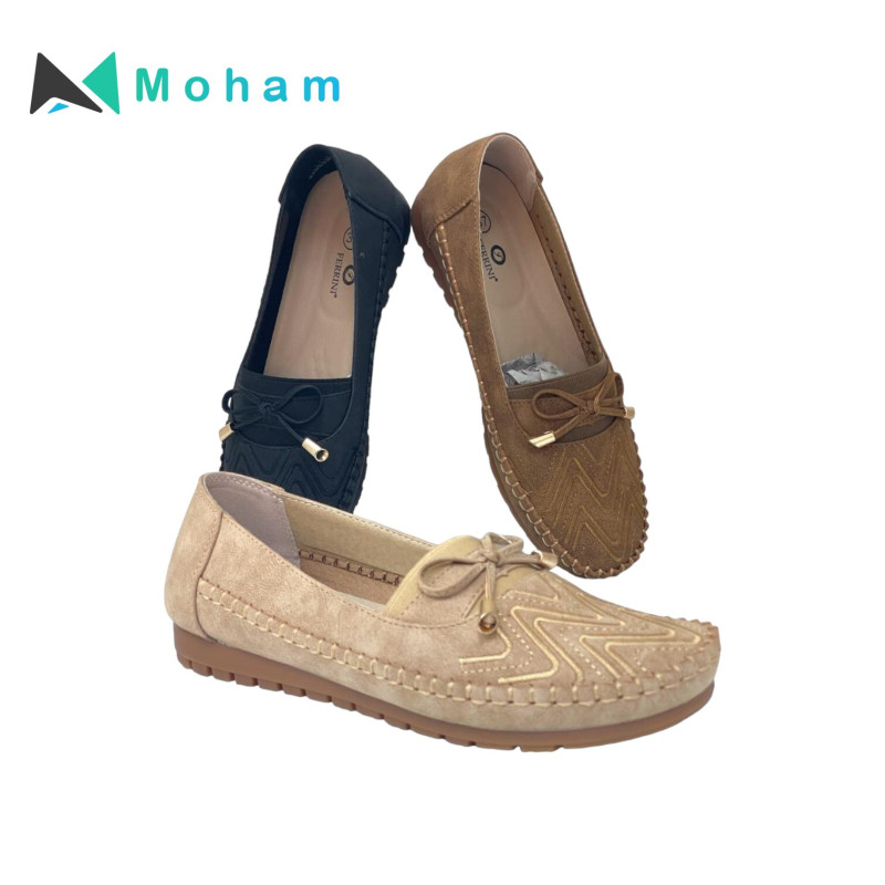 Ferrini Women's Bow Detail Moccasin Slip-On Shoes - Comfortable & Stylish Everyday Footwear