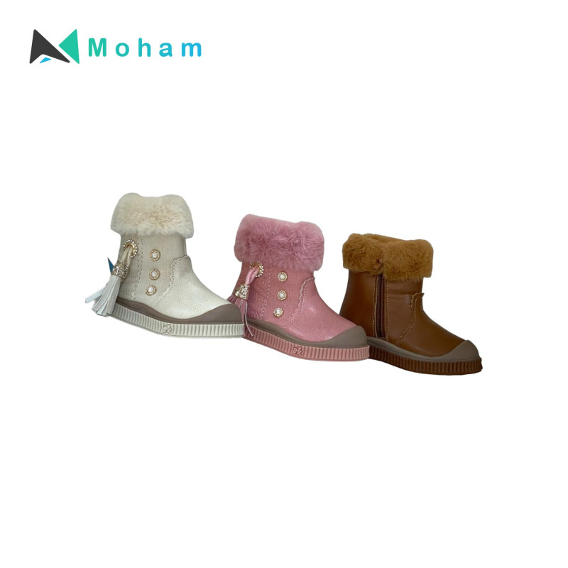Ferrini Girl's Memory Foam Winter Boots with Faux Fur Trim - Available in Pink, Camel, and Light Beige