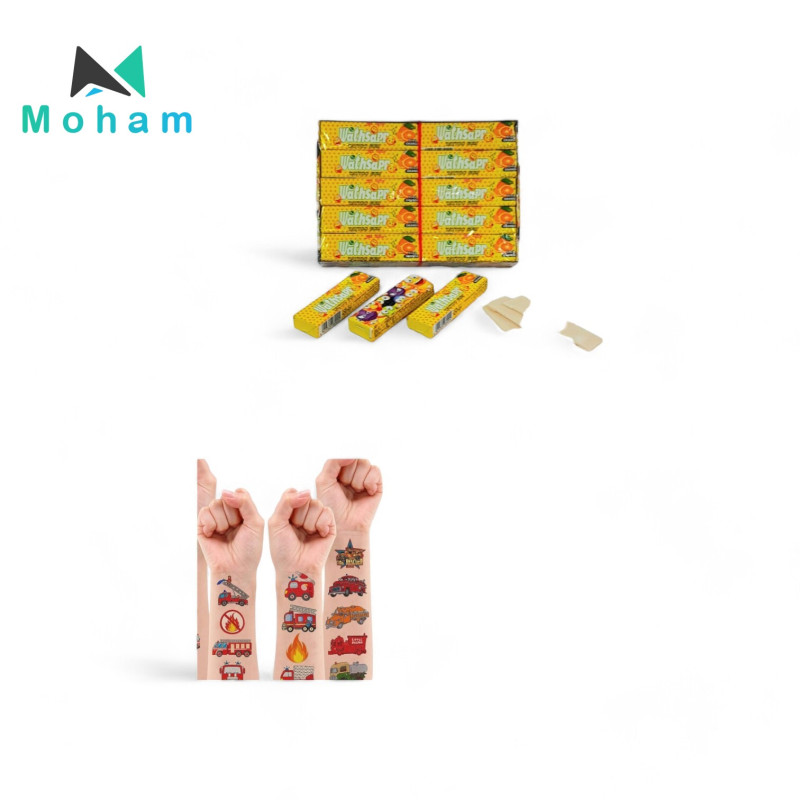 Orange Bubble Gum with Temporary Tattoos 20 pcs. 12 grams