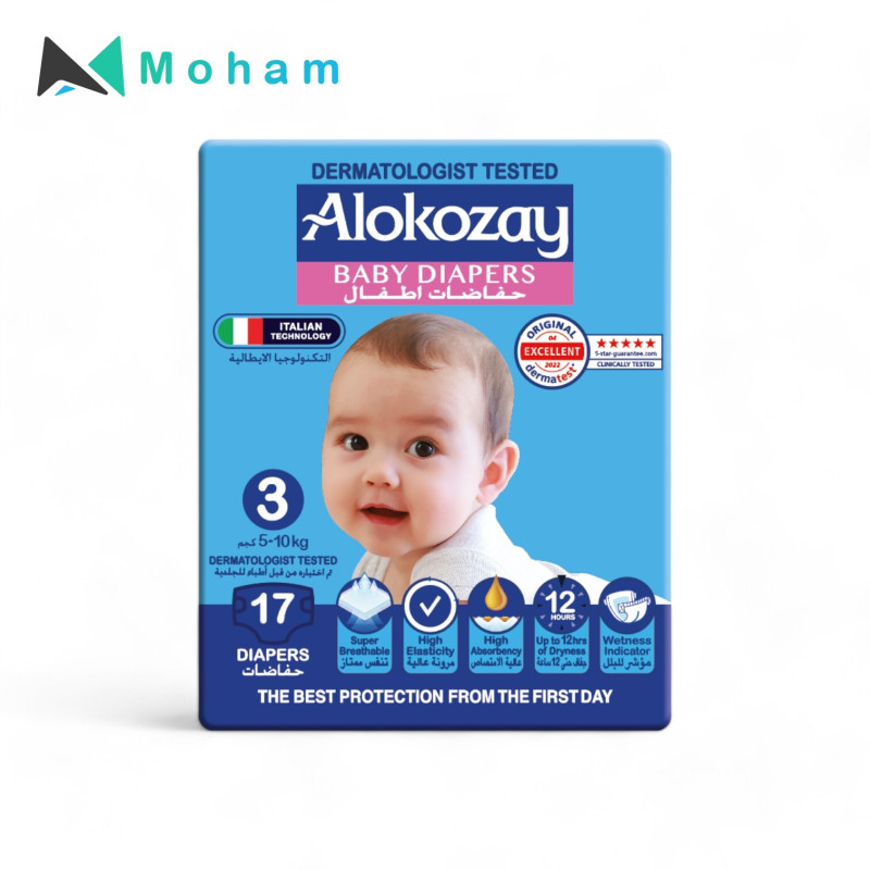 Alokozay Premium Baby Diapers - SIZE 3 - 17pcs