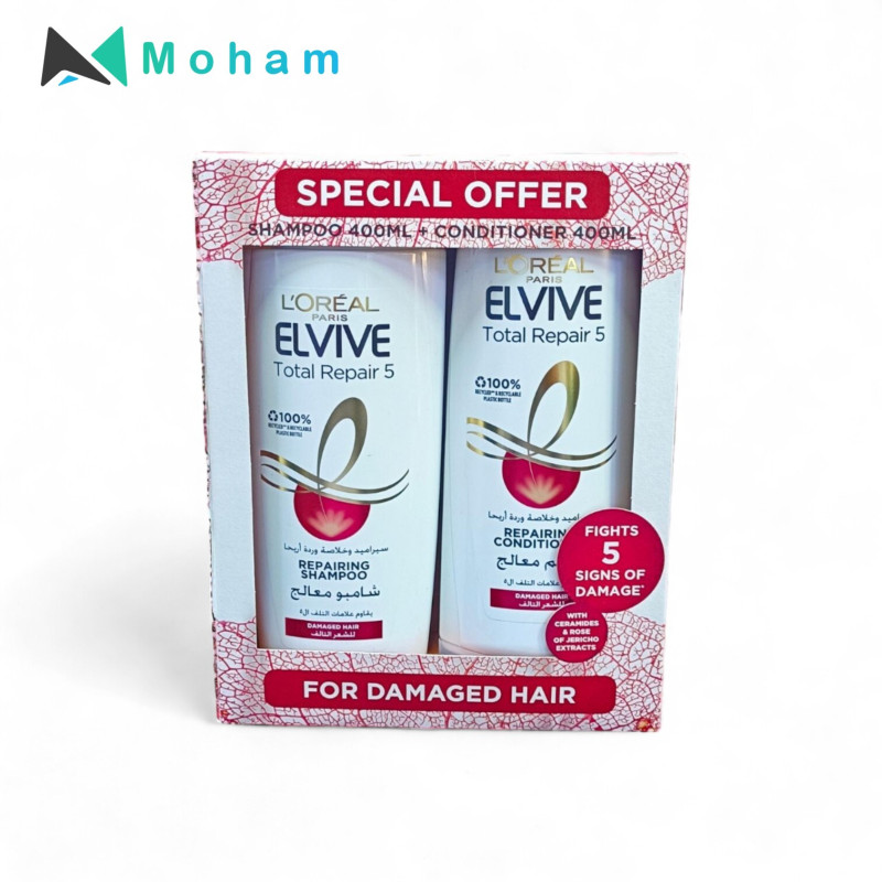 LOREAL TOTAL REPAIR SHAMPOO+CONDITIONER 400+360ML 2PC/ST