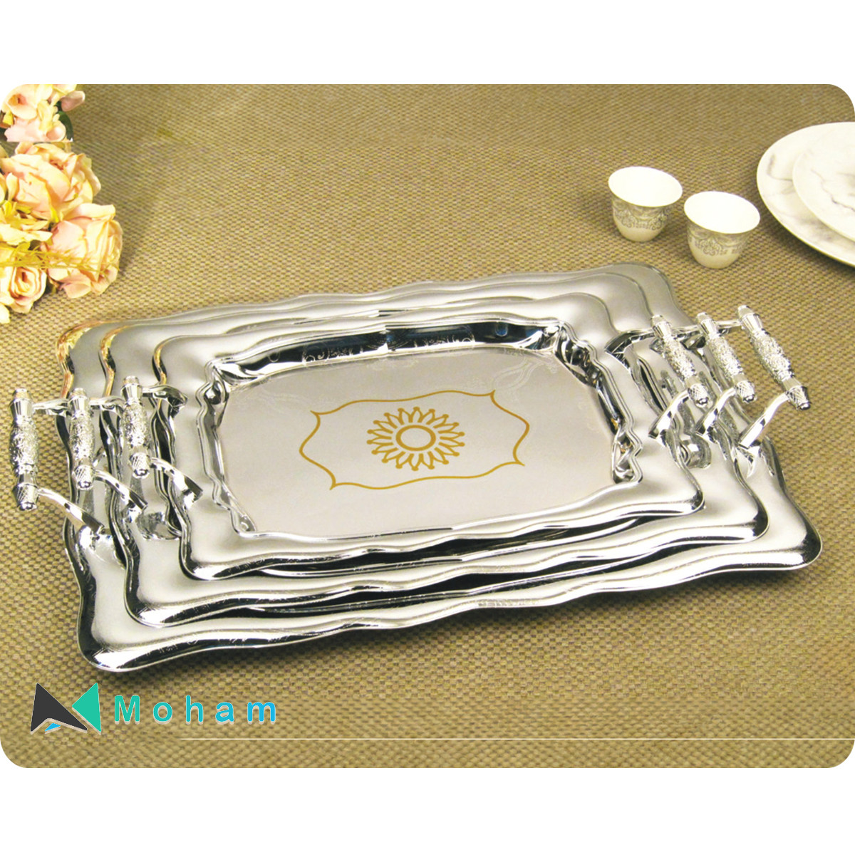 Set of 3 Stainless Steel Serving Trays - GER 1826