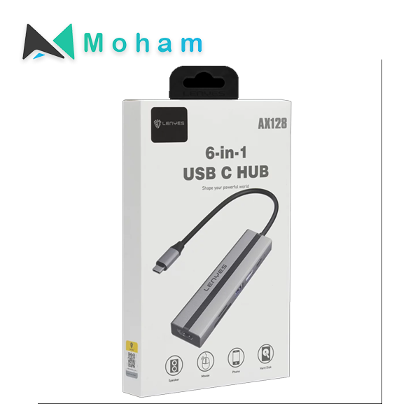 Multi-Adaptador AX128 HUB 6 en 1 HDMI, USB, Type C, Micro SD de Lenyes