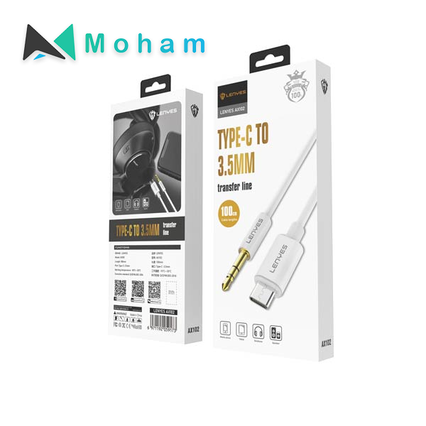 LENYES AX102 USB C to 3.5mm Audio Cable – White