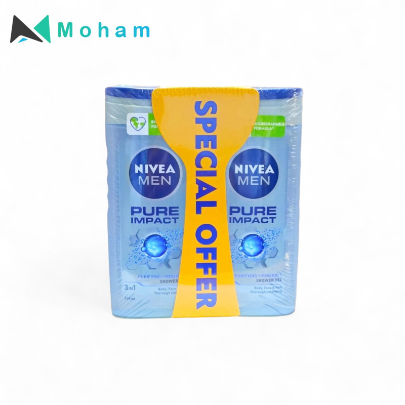 NIVEA MEN PURE IMPACT SHOWER GEL 250ML 2PC OFFER PK