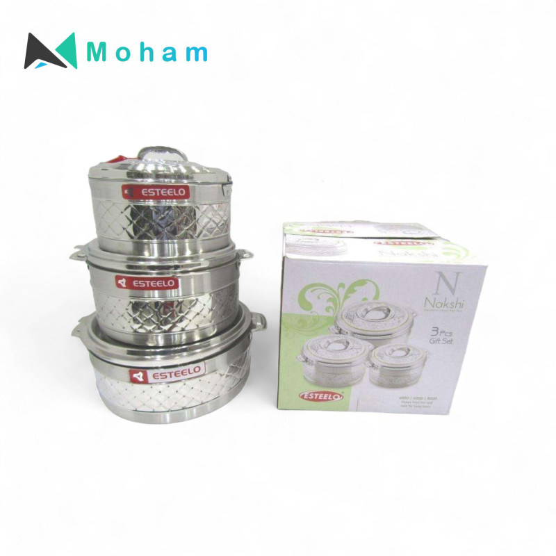 CHARKAT NAKSHI STAINLESS STEEL  HOTPOT-3PCS