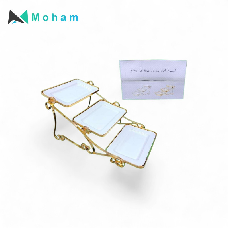 RECTANGLE PLATES WITH STAND 12"-3PCS