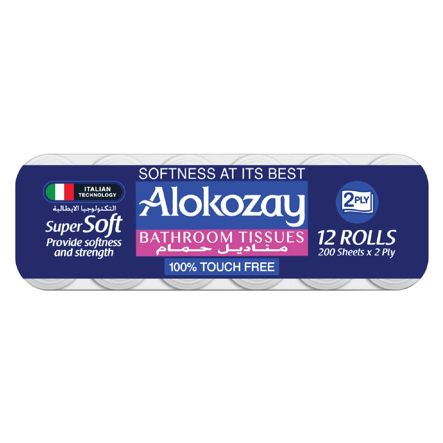 Alokozay Bathroom Tissue - 12 Rolls x 2 ply x 200 Sheets
