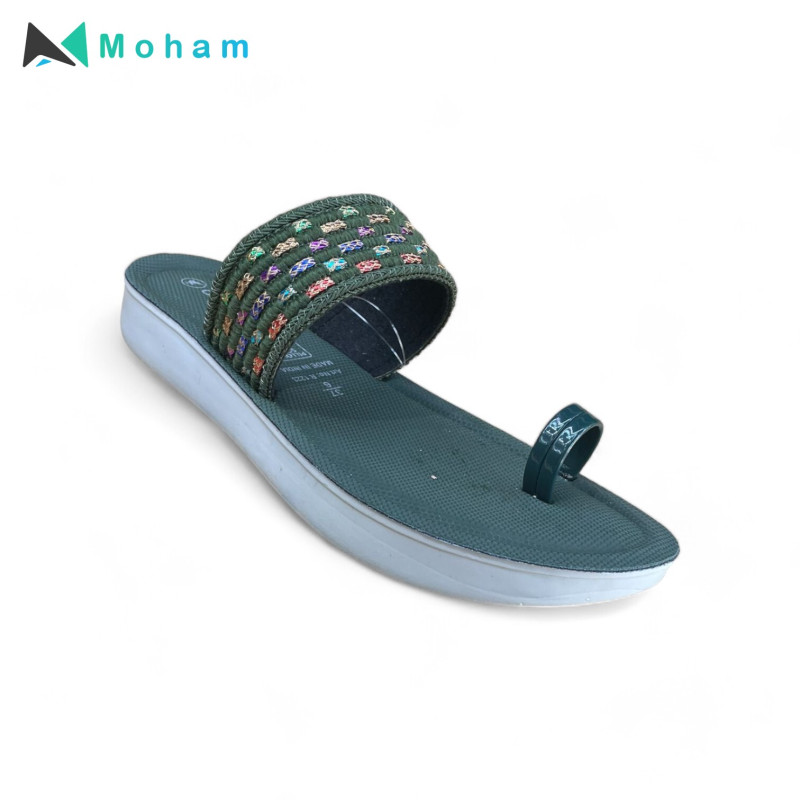 Odyssia Women's Grey Casual Sandals with Colorful Strap
