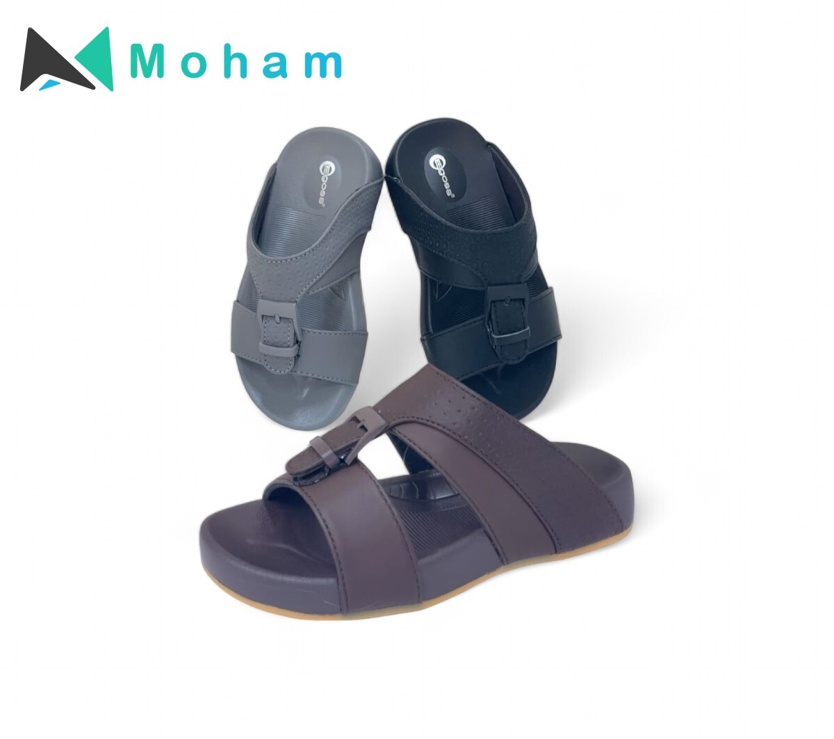 SPIC Egoss Men's Double Buckle Leather Sandals