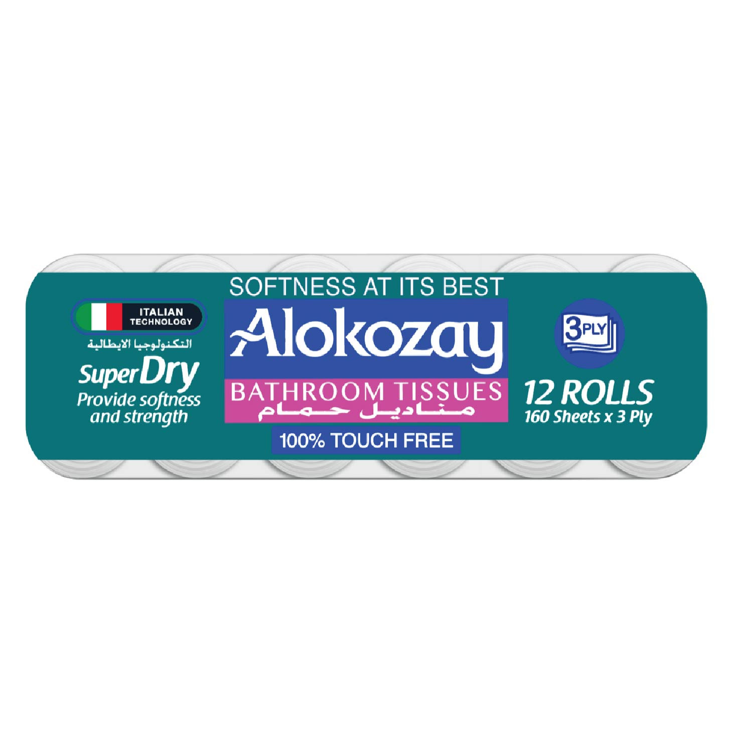 Alokozay Bathroom Tissues -12 Rolls x 3 Ply x 160 Sheets