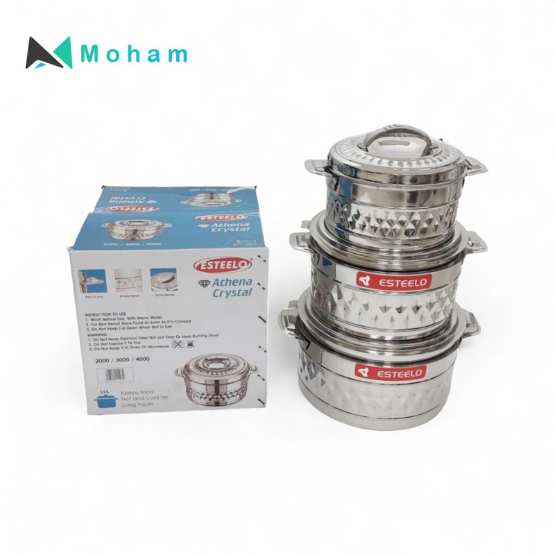 ESTEELO ATHENA CRYSTAL STAINLESS STEEL HOTPOT-3PCS