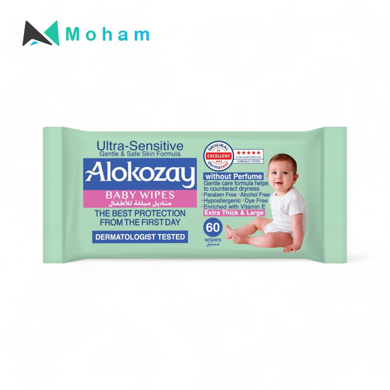 Alokozay Baby Wipes ultra sensitive - 60 Sheets