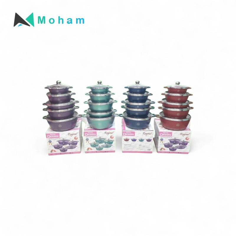 MARBLE ALUMUNIUM COOKWARE POT-10PCS