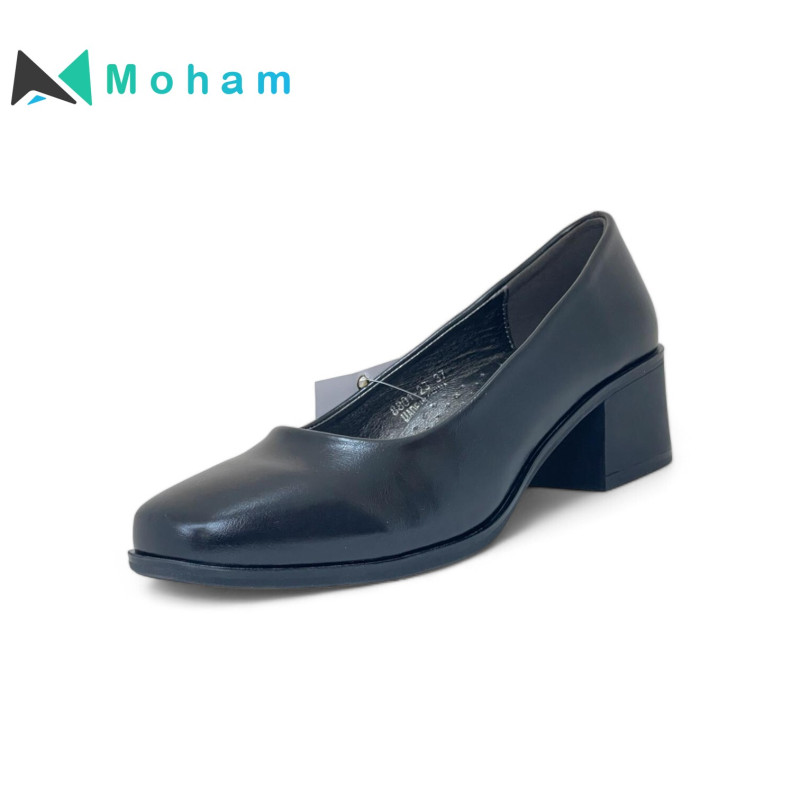 SPIC Ferrini Women's Classic Black Block Heel Pumps