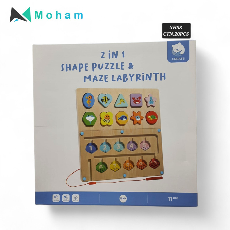 2-in-1 Shape Puzzle & Maze Labyrinth