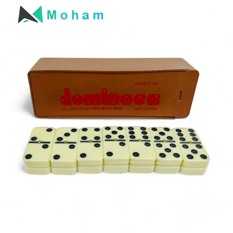 Double Six Domino Set with Brown Case and Metal Spin