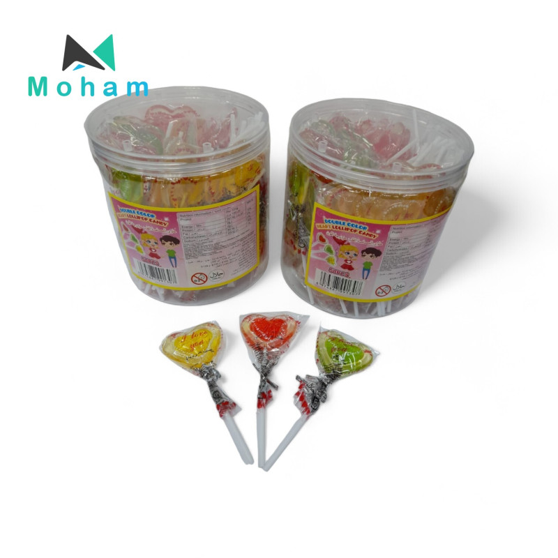 Double Color Heart Lollipop Candy 50pcs. 15grams
